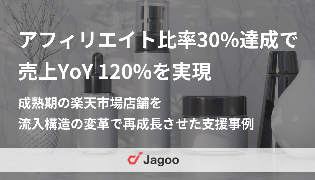 アフィリエイト比率30%達成で売上YoY120%を実現｜成熟期の楽天市場店舗を流入構造の変革で再成長させた支援事例