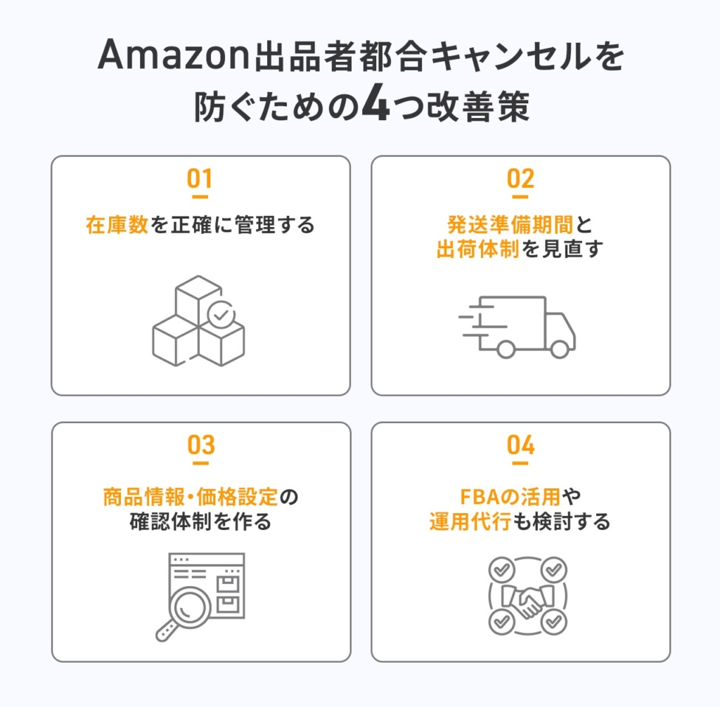 Amazon出品者都合キャンセルを防ぐための4つの改善策